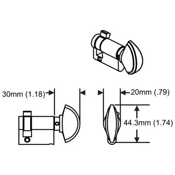 Hoppe Half Cylinder 90 degree with Crescent Knob 40.5 , Satin Nickel - 3637365